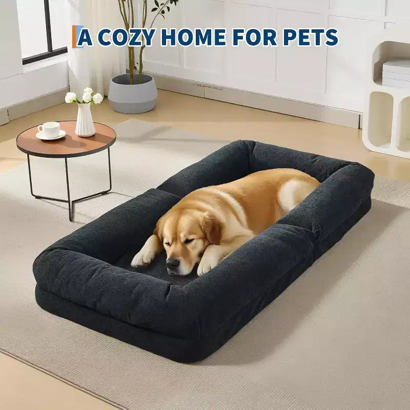 Canapé-lit de sol, Fauteuil paresseux réglable 5 positions, Lit pour humains et chiens adultes et animaux de compagnie, Tatami pliable, Oreillers inclus