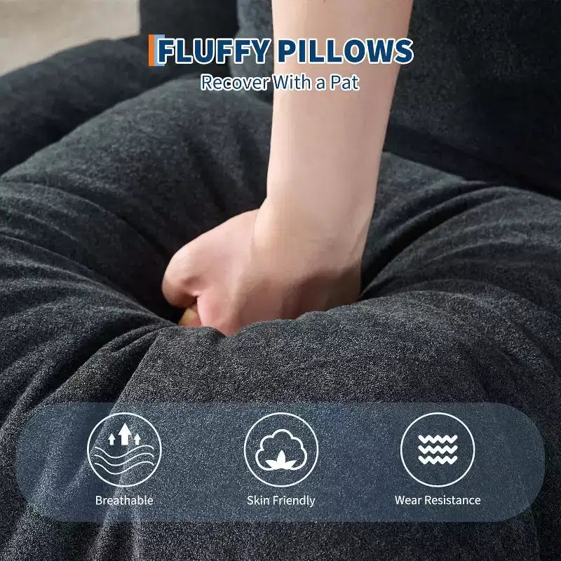 Canapé-lit de sol, Fauteuil paresseux réglable 5 positions, Lit pour humains et chiens adultes et animaux de compagnie, Tatami pliable, Oreillers inclus