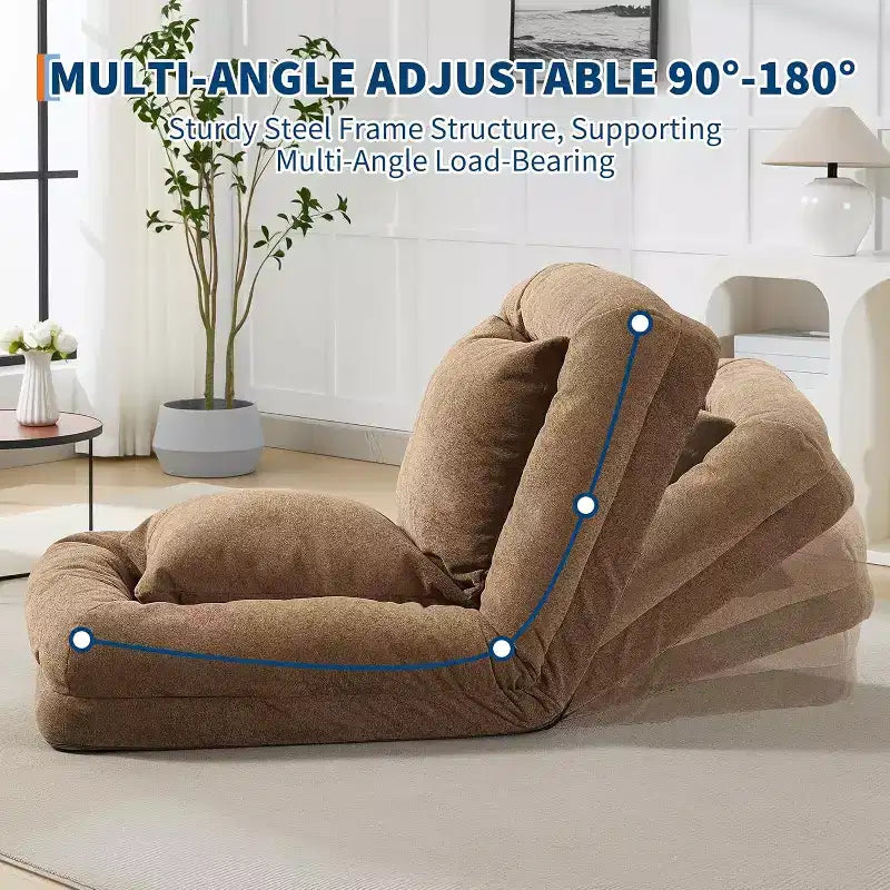Canapé-lit de sol, Fauteuil paresseux réglable 5 positions, Lit pour humains et chiens adultes et animaux de compagnie, Tatami pliable, Oreillers inclus