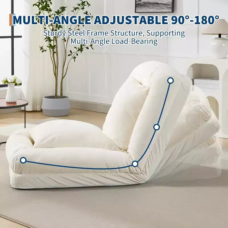 Floor Sofa Bed, 5-Position Adjustable Lazy Lounger Chair, Human Dog Bed for Adults & Pets, Foldable Tatami, Pillows Included