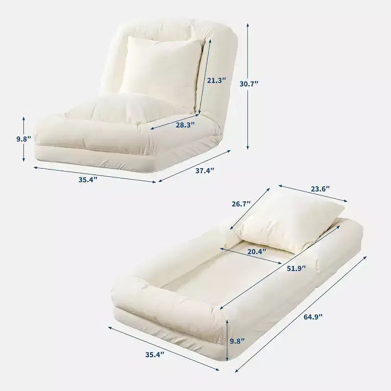Floor Sofa Bed, 5-Position Adjustable Lazy Lounger Chair, Human Dog Bed for Adults & Pets, Foldable Tatami, Pillows Included