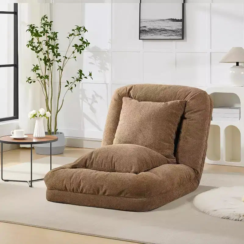 Floor Sofa Bed, 5-Position Adjustable Lazy Lounger Chair, Human Dog Bed for Adults & Pets, Foldable Tatami, Pillows Included