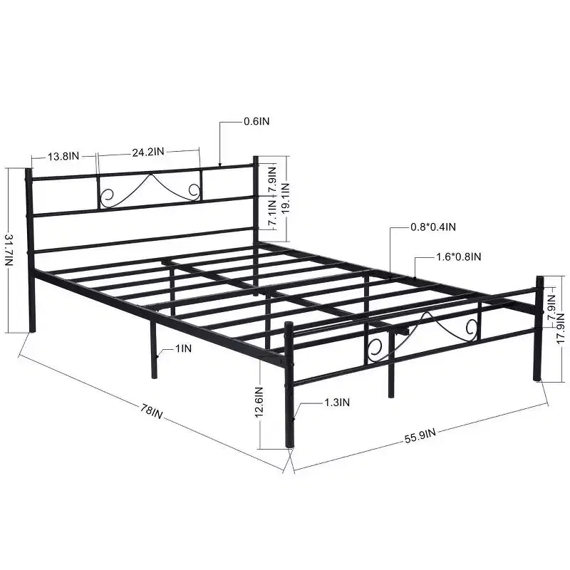 Full Size Metal Bed Frame with Headboard & Footboard, Platform Bed with Under Bed Storage, Noise-Free, No Box Spring Needed, Black