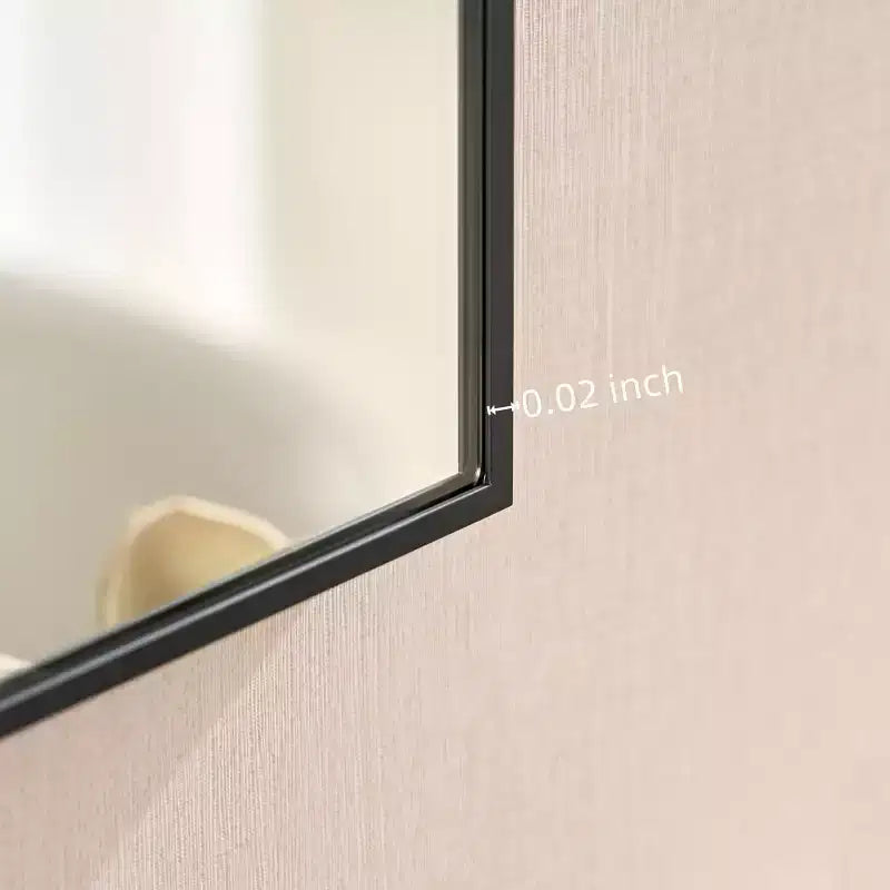 60X22IN Minimalism Rectangle Wall Mirror with Aluminum Frame, Bathroom Mirror with 2 Hanging Ways, Vanity Mirror for Bathroom, Black