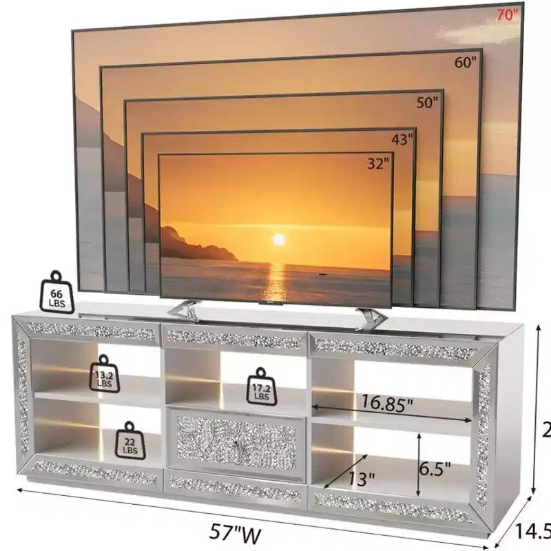 Silver Mirrored TV Stand