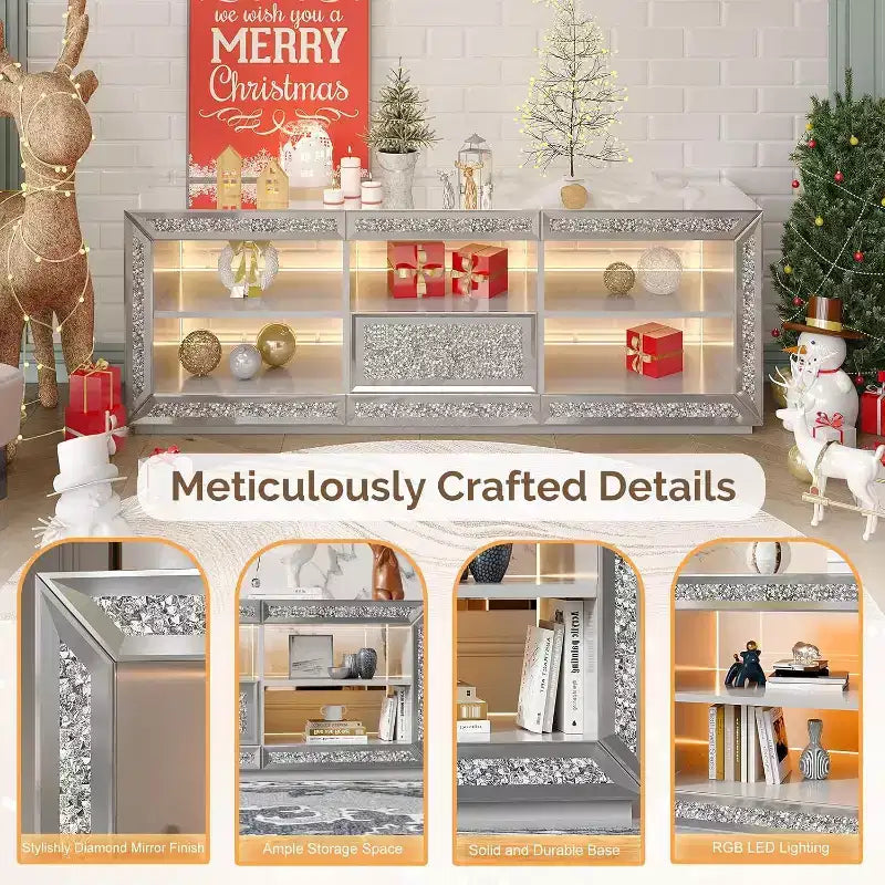 Silver Mirrored TV Stand