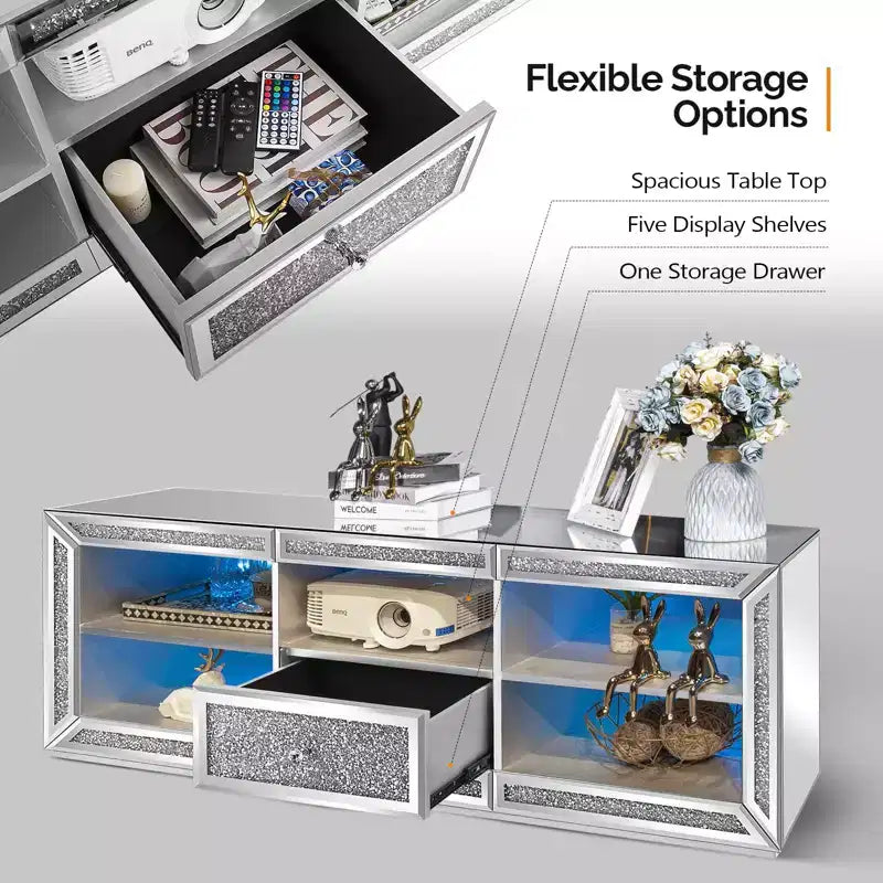 Silver Mirrored TV Stand