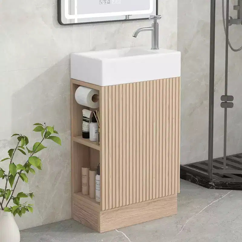 18.6 Bathroom Vanity with Sink 2-tier Shelf Left Right Orientation Black