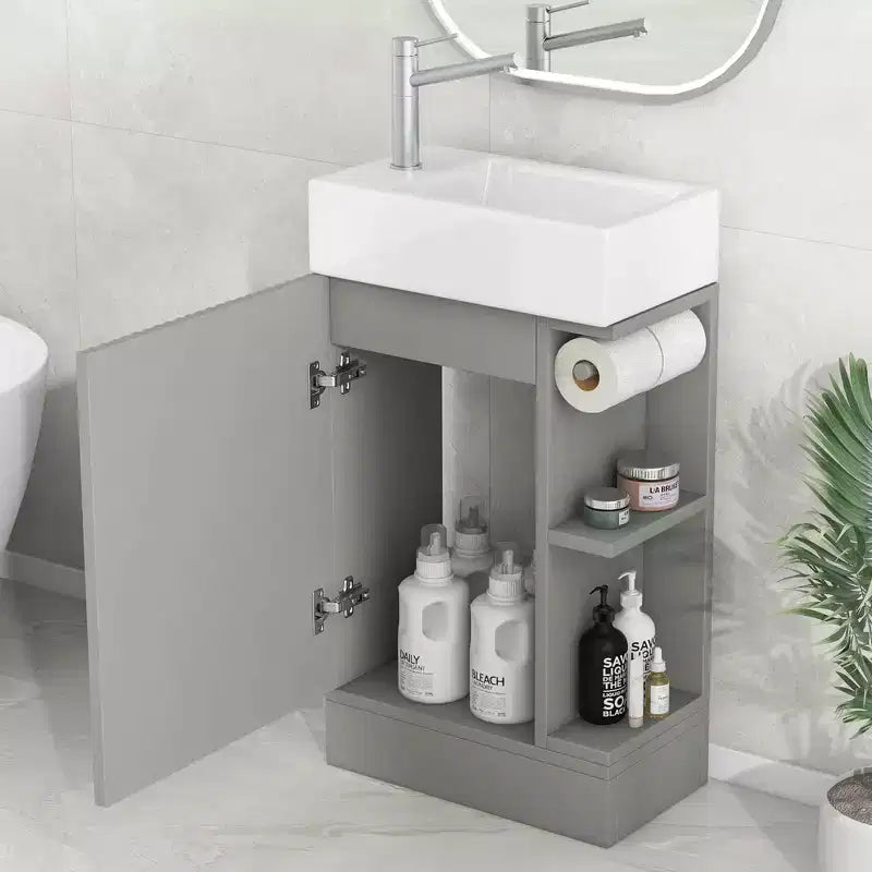 18.6 Bathroom Vanity with Sink 2-tier Shelf Left Right Orientation Black