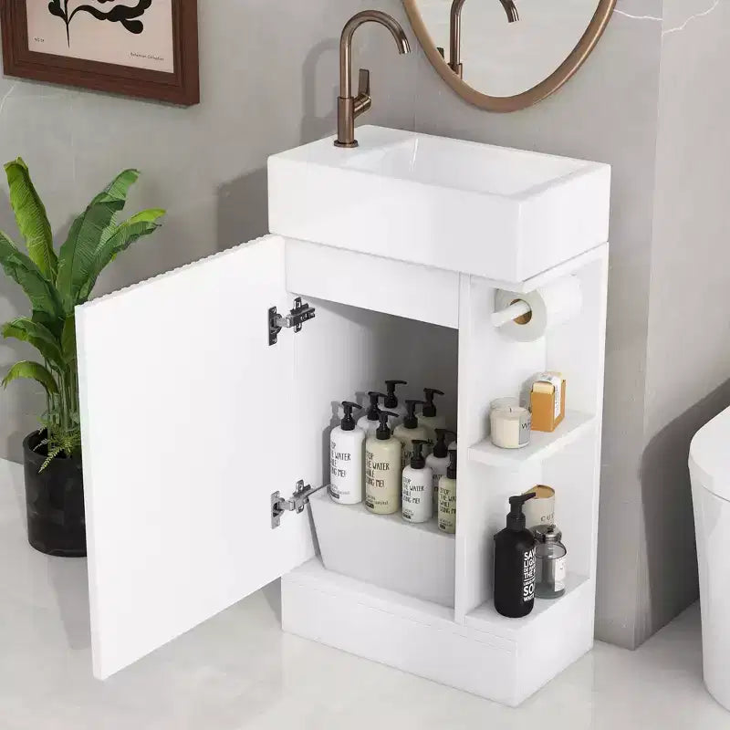 18.6 Bathroom Vanity with Sink 2-tier Shelf Left Right Orientation Black