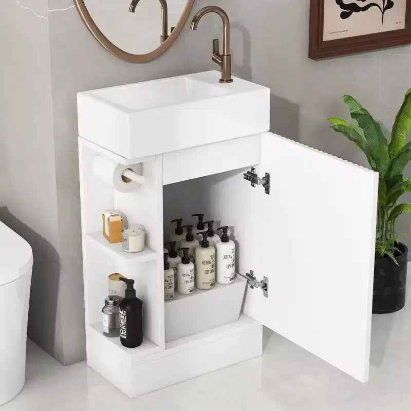18.6 Bathroom Vanity with Sink 2-tier Shelf Left Right Orientation Black