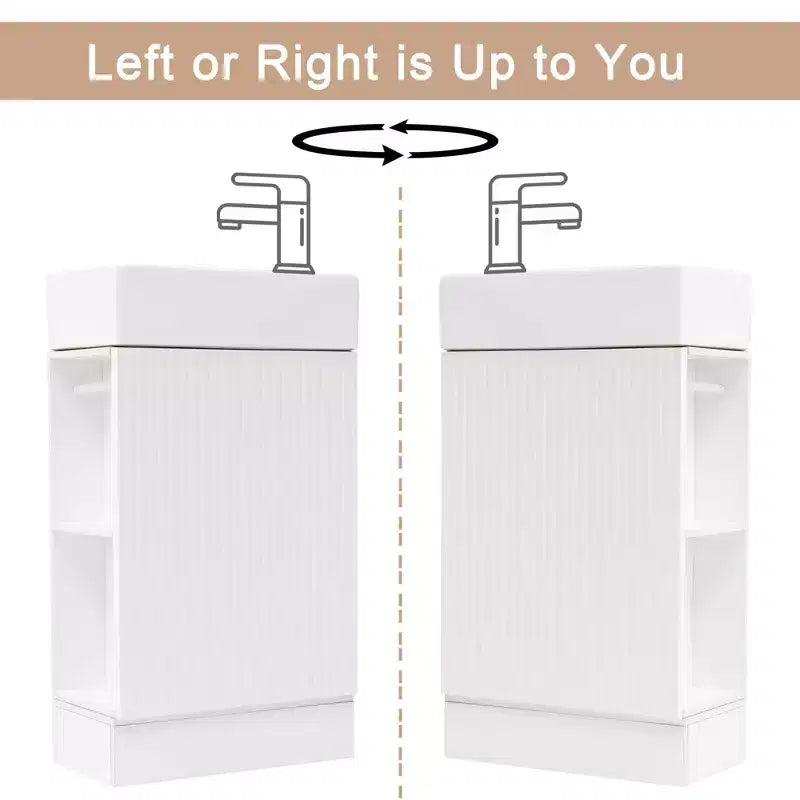 18.6 Bathroom Vanity with Sink 2-tier Shelf Left Right Orientation Black