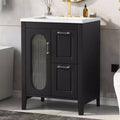 MAYEERTY 24 Bathroom Vanity with Sink 2 Drawers 1 Door Adjustable Shelf Solid Wood MDF Black