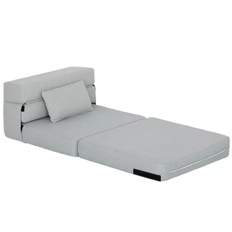 Folding Chair Bed with Pillow, Modern Linen Sleeper Sofa Bed for Living Room, Dorm, Guest Use