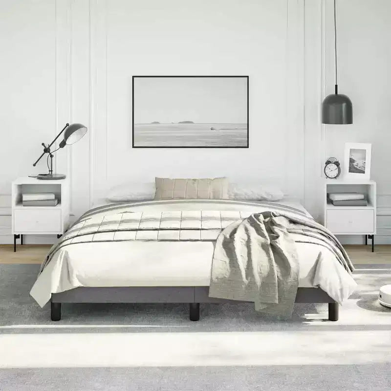 Dark Grey Bed Frame 100% polyester, plywood, engineered wood Queen
