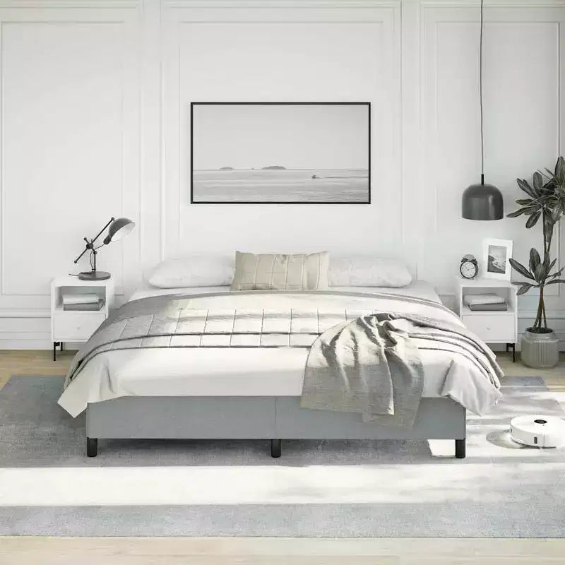 Bed Frame Light Gray 100% polyester fabric, plywood, engineered wood