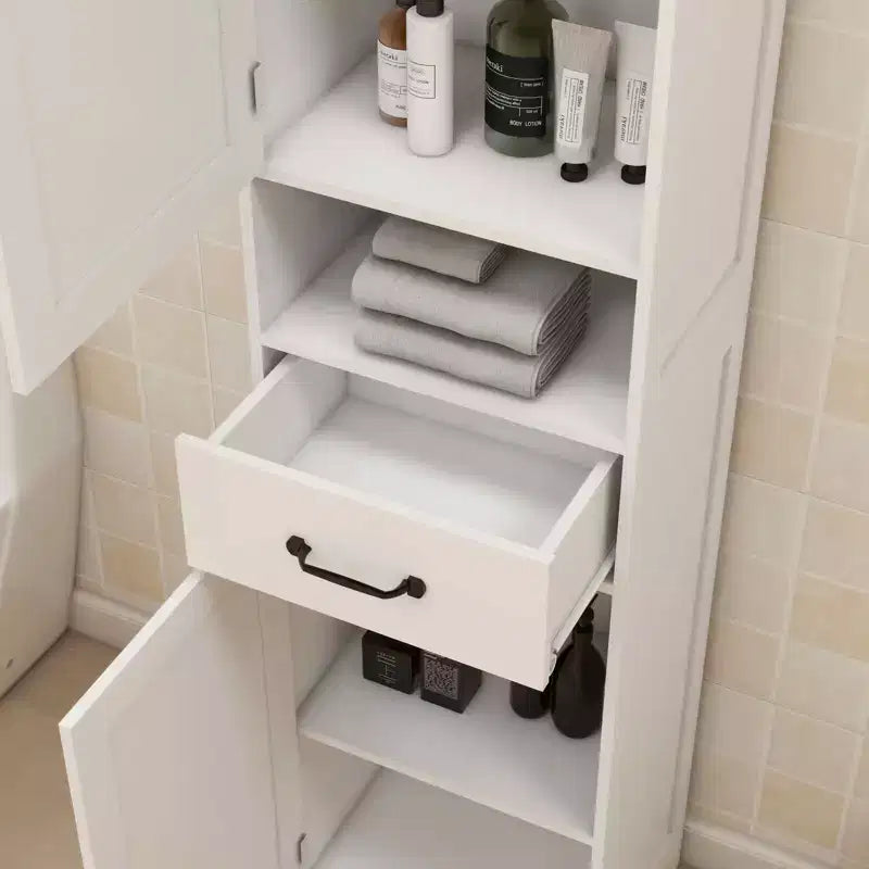 Meuble de rangement haut et étroit à double porte, meuble de rangement autonome avec espace fermé pour couloir ou salle de bain