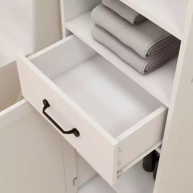 Double-Door Narrow Tall Slim Cabinet, Freestanding Storage Unit with Enclosed Space for Hallway Bathroom