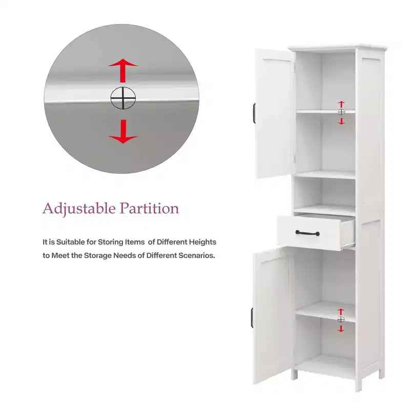 Meuble de rangement haut et étroit à double porte, meuble de rangement autonome avec espace fermé pour couloir ou salle de bain