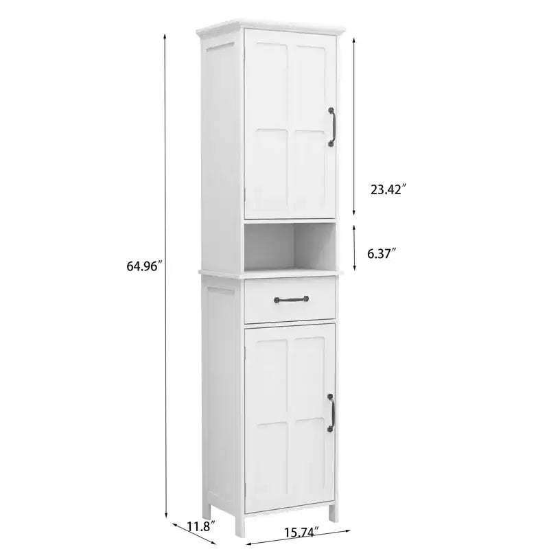 Meuble de rangement haut et étroit à double porte, meuble de rangement autonome avec espace fermé pour couloir ou salle de bain