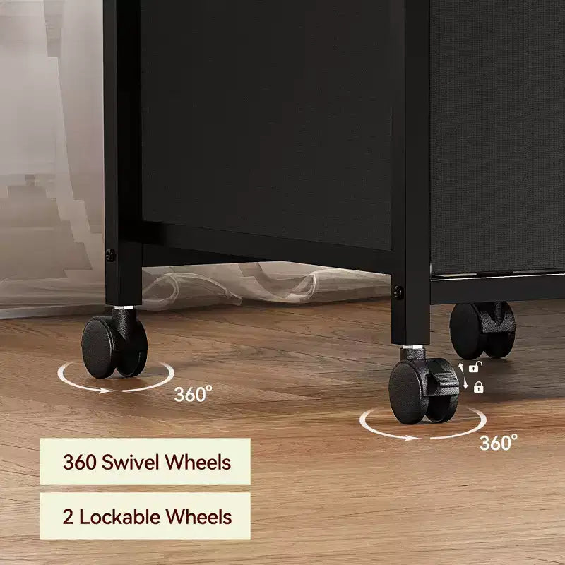 Chest of Drawers, 4 Fabric Drawers Storage Unit, Mobile File Cabinet, Vertical Under Desk File Storage with Wheels