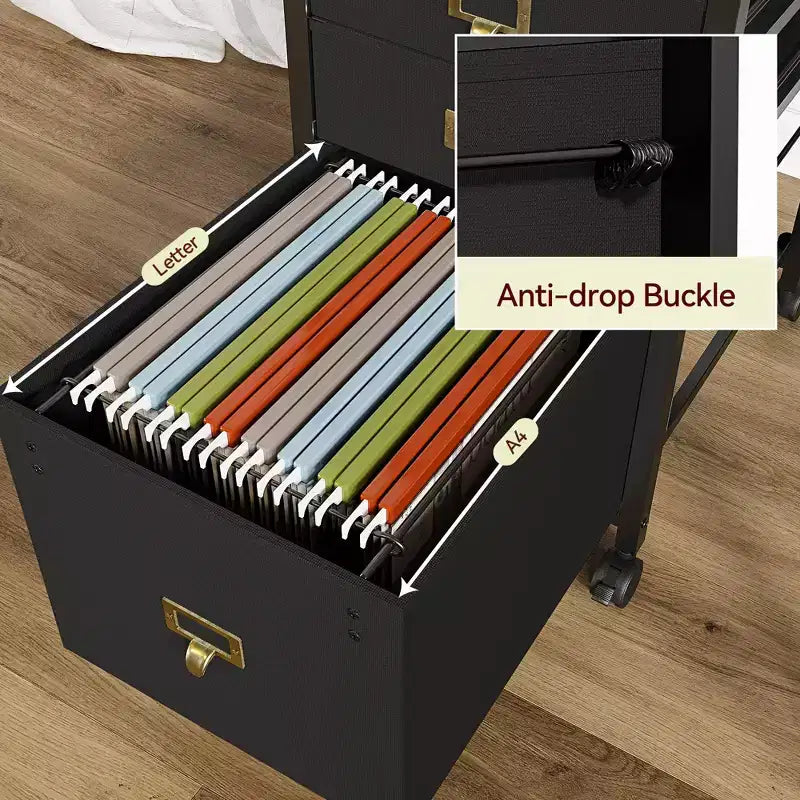 Chest of Drawers, 4 Fabric Drawers Storage Unit, Mobile File Cabinet, Vertical Under Desk File Storage with Wheels