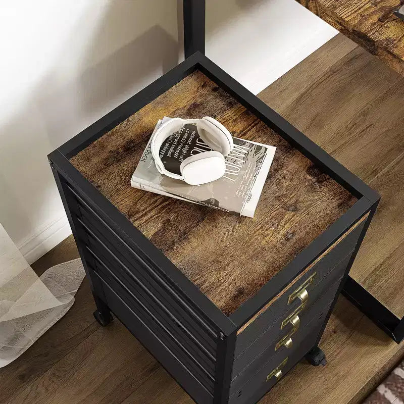 Chest of Drawers, 4 Fabric Drawers Storage Unit, Mobile File Cabinet, Vertical Under Desk File Storage with Wheels