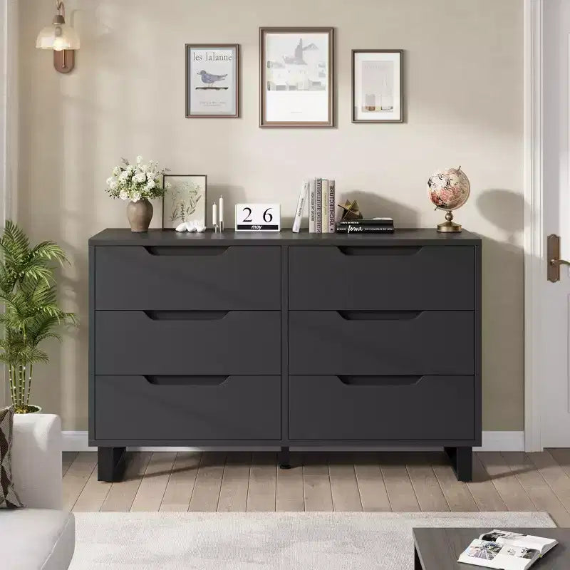 Dresser, Freestanding Horizontal Drawer with Storage, Wooden Closet Chest Storage
