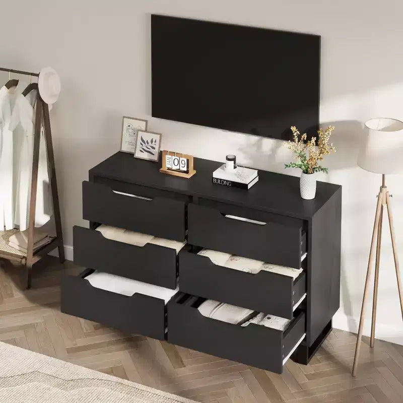 Dresser, Freestanding Horizontal Drawer with Storage, Wooden Closet Chest Storage