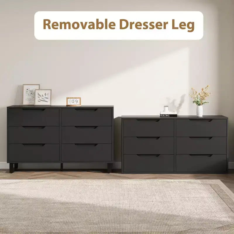 Dresser, Freestanding Horizontal Drawer with Storage, Wooden Closet Chest Storage