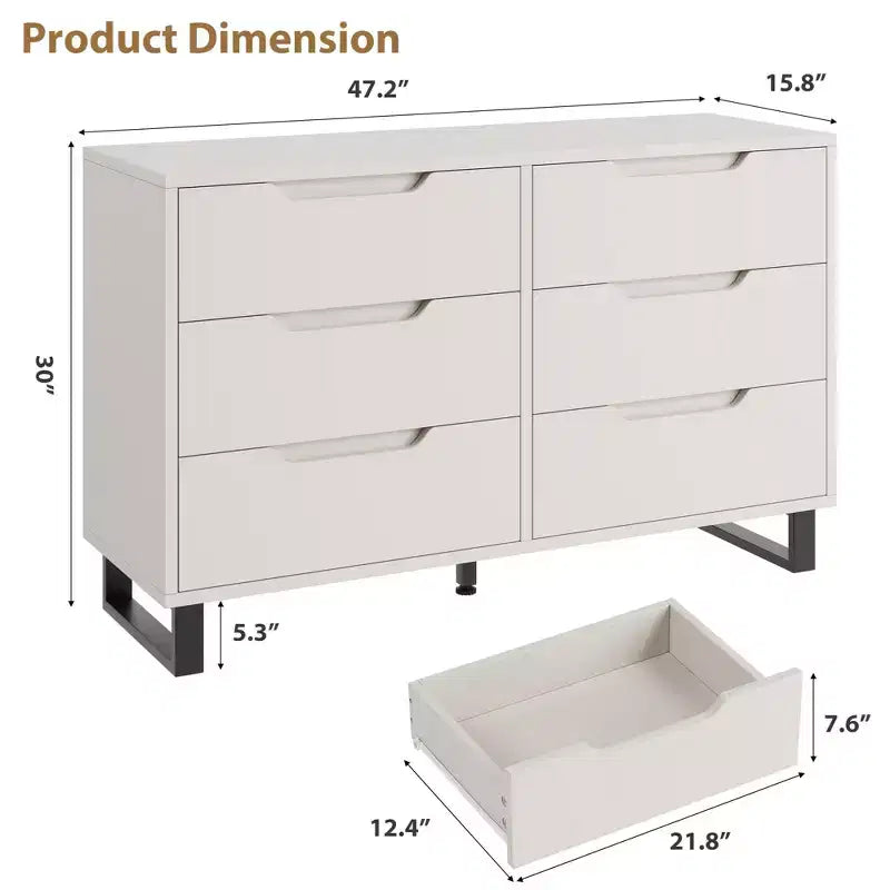 Dresser, Freestanding Horizontal Drawer with Storage, Wooden Closet Chest Storage