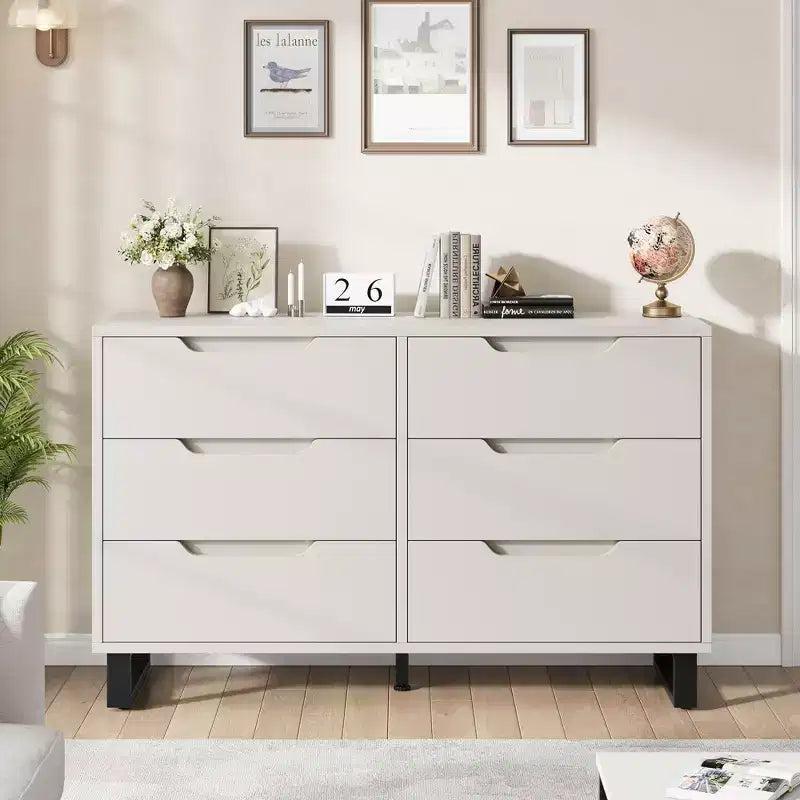 Dresser, Freestanding Horizontal Drawer with Storage, Wooden Closet Chest Storage