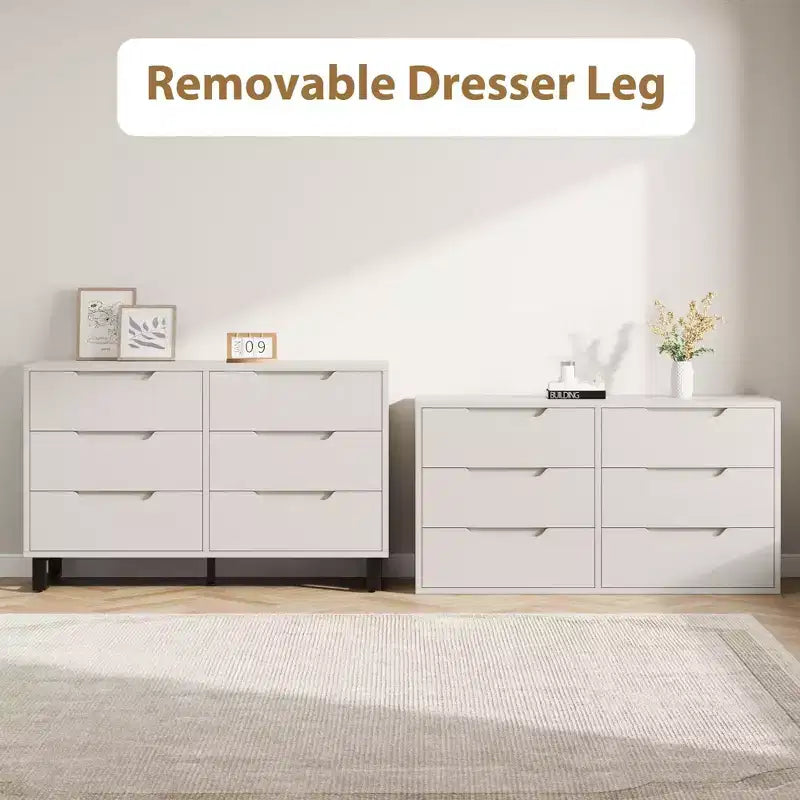 Dresser, Freestanding Horizontal Drawer with Storage, Wooden Closet Chest Storage