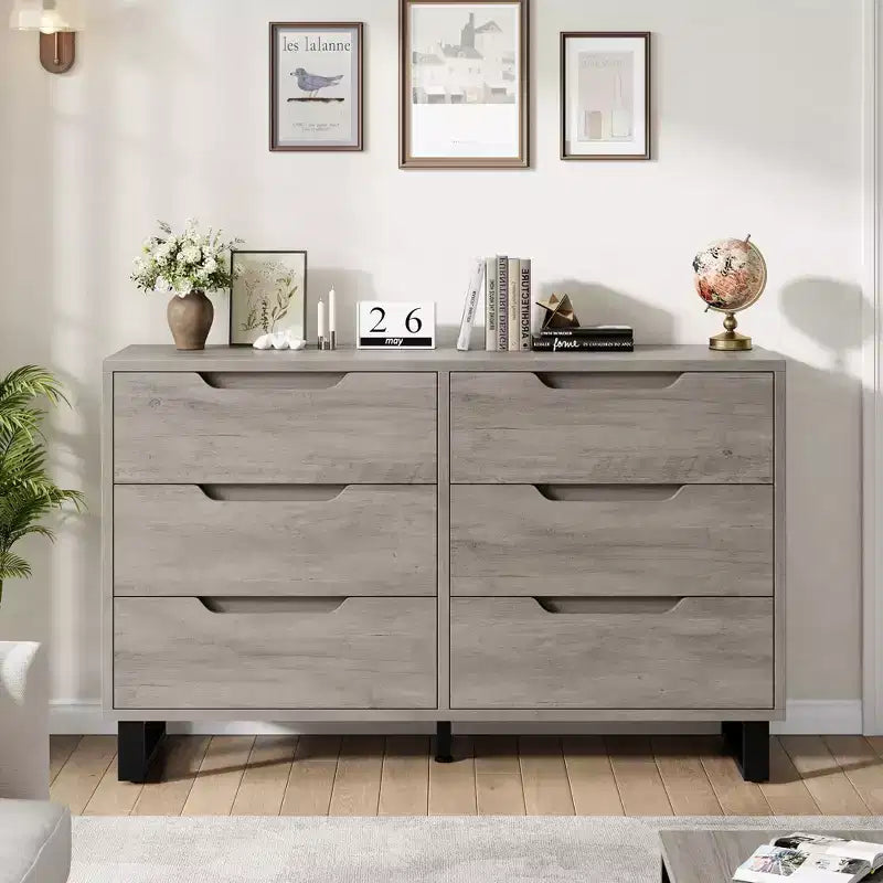 Dresser, Freestanding Horizontal Drawer with Storage, Wooden Closet Chest Storage