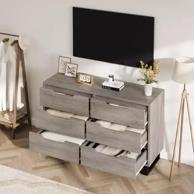 Dresser, Freestanding Horizontal Drawer with Storage, Wooden Closet Chest Storage