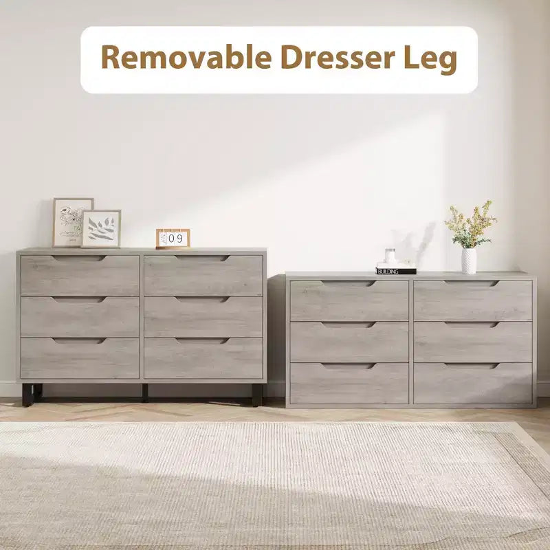 Dresser, Freestanding Horizontal Drawer with Storage, Wooden Closet Chest Storage