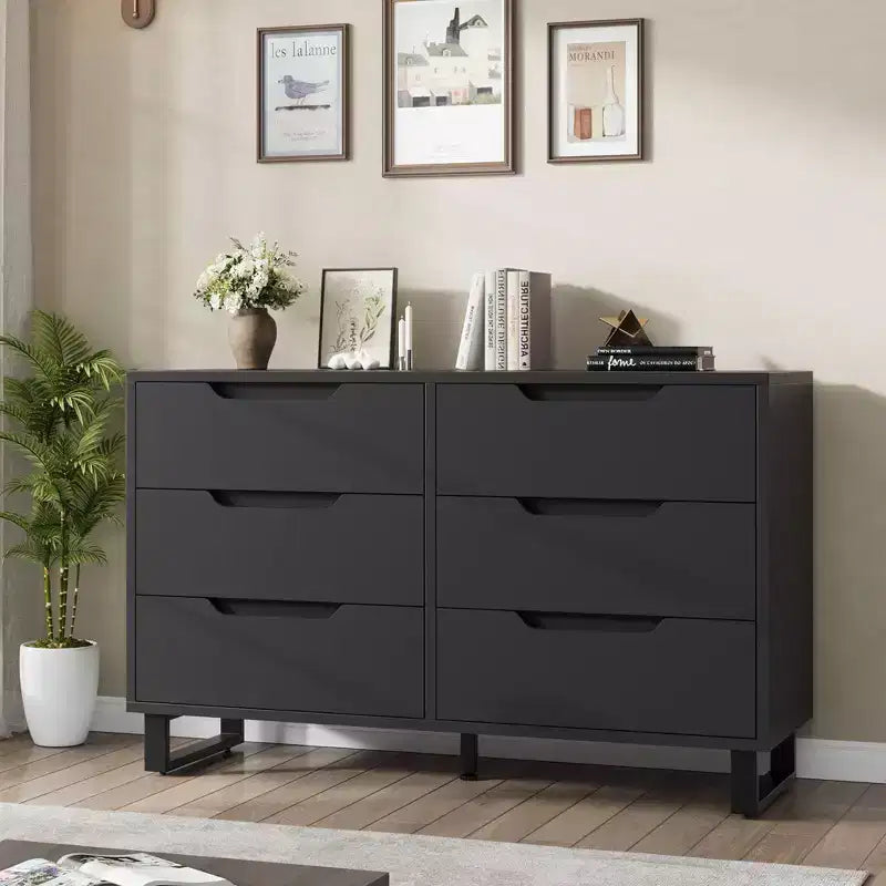 Dresser, Freestanding Horizontal Drawer with Storage, Wooden Closet Chest Storage