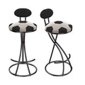 TUYOHW Set of 2 Football-Theme Metal Bar Stools,Counter Height Bar Chairs with S-Shaped Metal Frame & Round Cushion,Dining Chair for Kitchen,Bar