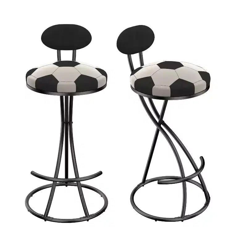 TUYOHW Set of 2 Football-Theme Metal Bar Stools,Counter Height Bar Chairs with S-Shaped Metal Frame & Round Cushion,Dining Chair for Kitchen,Bar