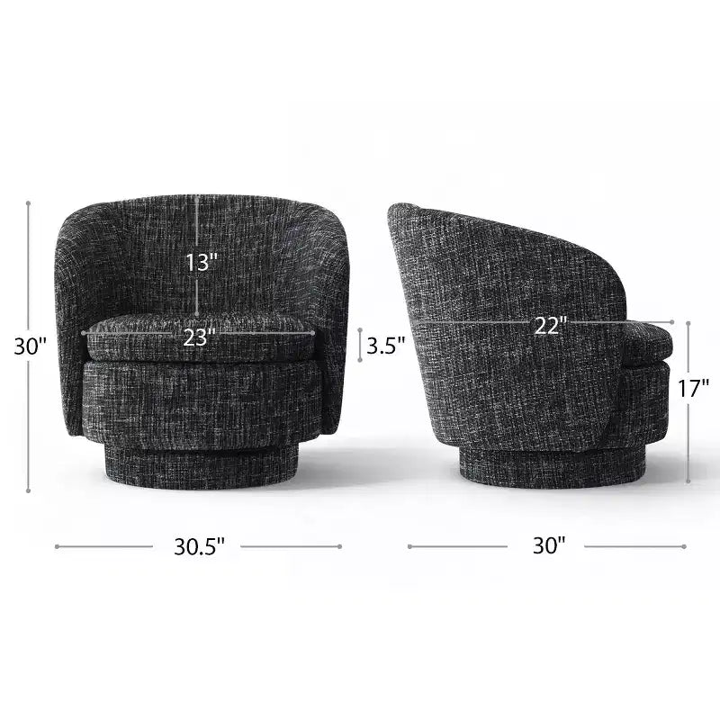 Fauteuil crapaud pivotant moderne avec dossier incurvé, fauteuil en tissu rembourré avec assise matelassée pour salon ou chambre à coucher