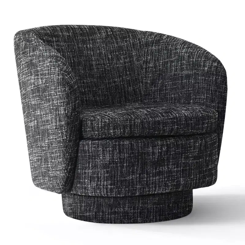 Fauteuil crapaud pivotant moderne avec dossier incurvé, fauteuil en tissu rembourré avec assise matelassée pour salon ou chambre à coucher