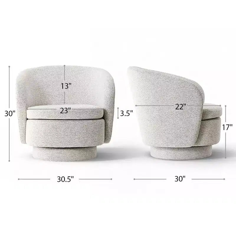 Modern Swivel Barrel Accent Chair with Curved Back, Upholstered Fabric Chair with Padded Seat for Living Room or Bedroom