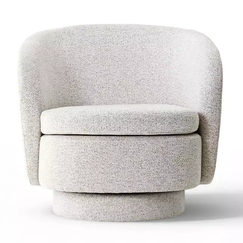 Modern Swivel Barrel Accent Chair with Curved Back, Upholstered Fabric Chair with Padded Seat for Living Room or Bedroom