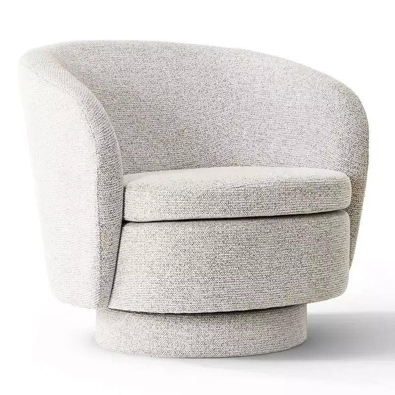 Fauteuil crapaud pivotant moderne avec dossier incurvé, fauteuil en tissu rembourré avec assise matelassée pour salon ou chambre à coucher