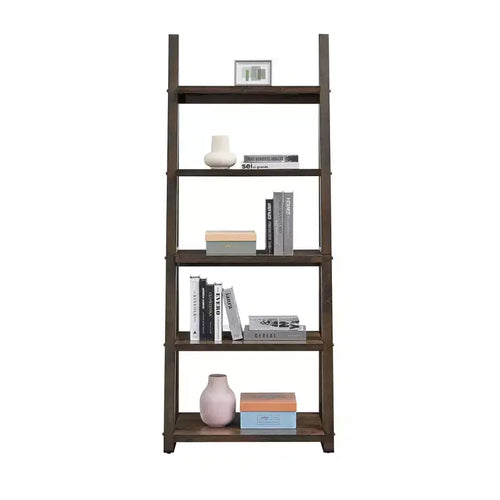 Étagère échelle à 5 niveaux, meuble de rangement avec cadre en bois d'hévéa, bibliothèque pour chambre, salon, bureau, cuisine