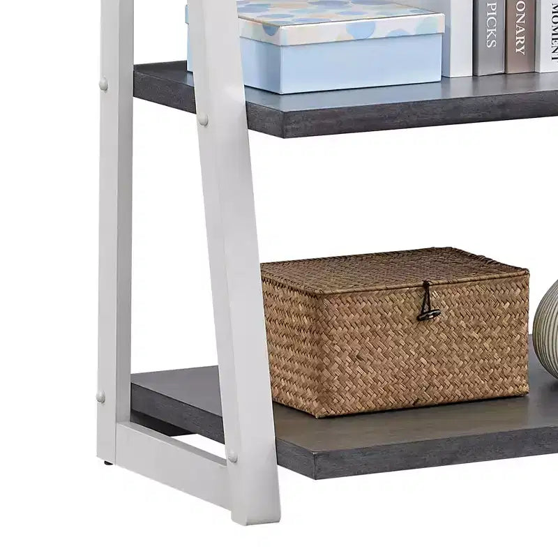Étagère échelle à 5 niveaux, meuble de rangement avec cadre en bois d'hévéa, bibliothèque pour chambre, salon, bureau, cuisine