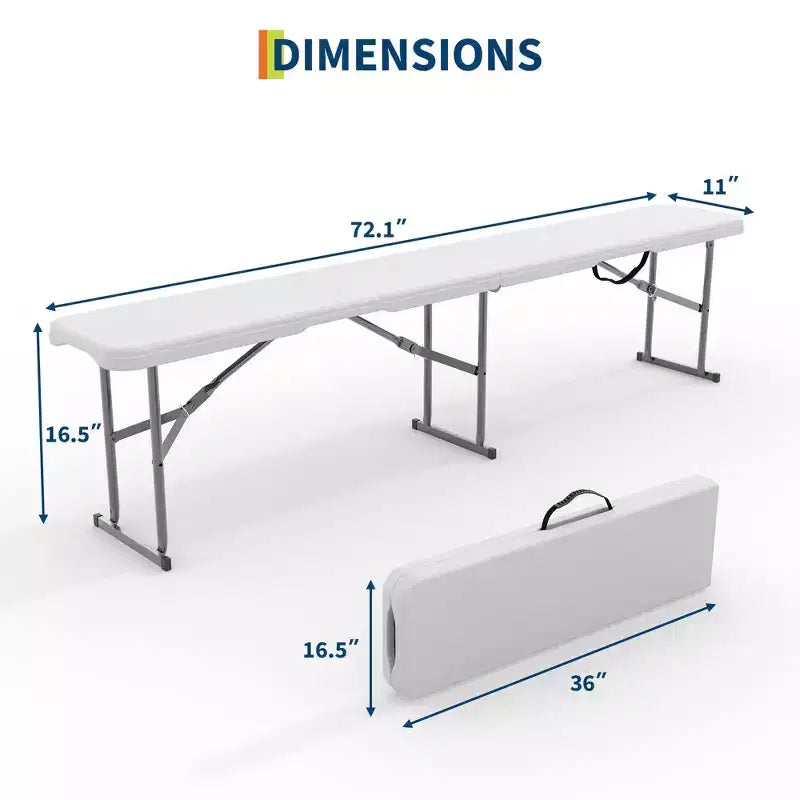 6Ft Portable Folding Bench,2 Pack Portable Plastic Bench Seat, Heavy-Duty Outdoor Bench Seat with Carrying Handle, Foldable Bench for Camping, Sports
