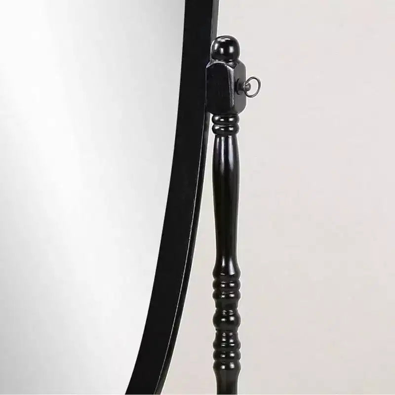 Traditional Black Queen Anne Cheval Mirror. Wood Floor-Standing, Full-Length Tilting Mirror for Elegant Home Decor