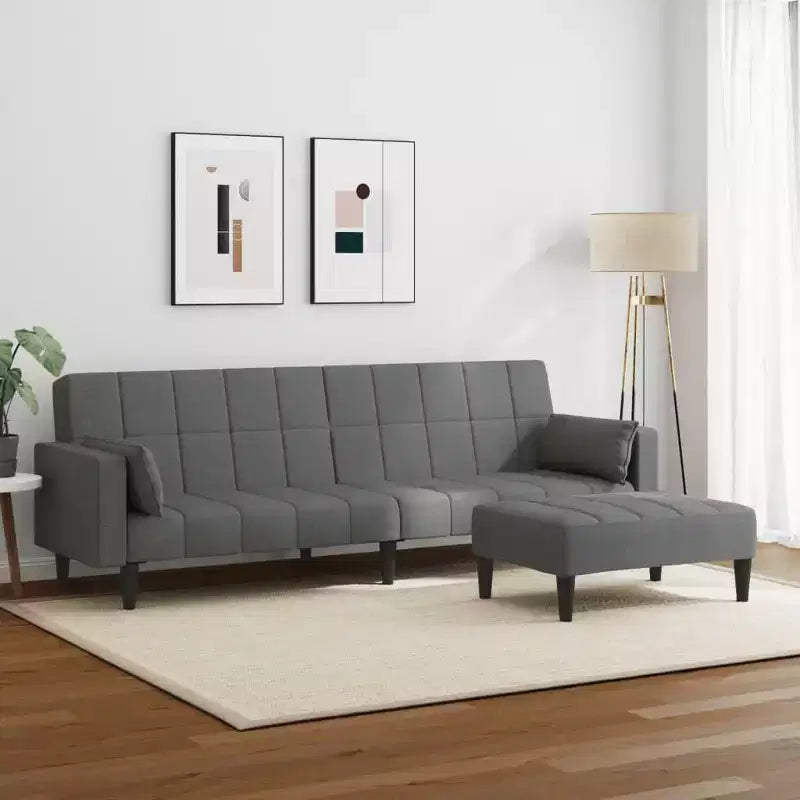 2-Seater Sofa Bed with Footstool Furniture Home Living Room Fabric
