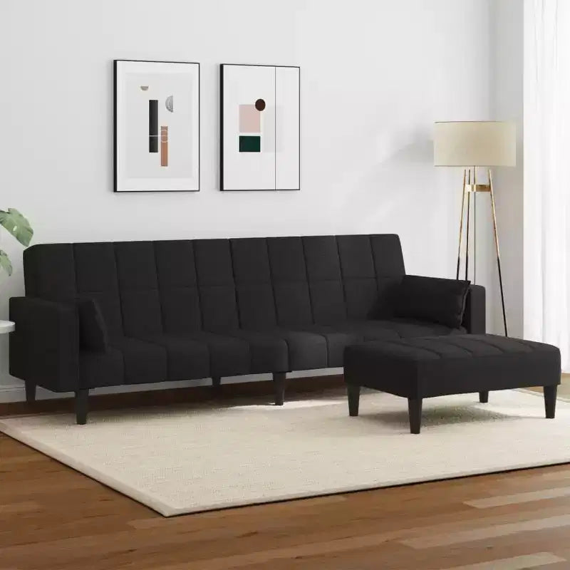 2-Seater Sofa Bed with Footstool Furniture Home Living Room Fabric